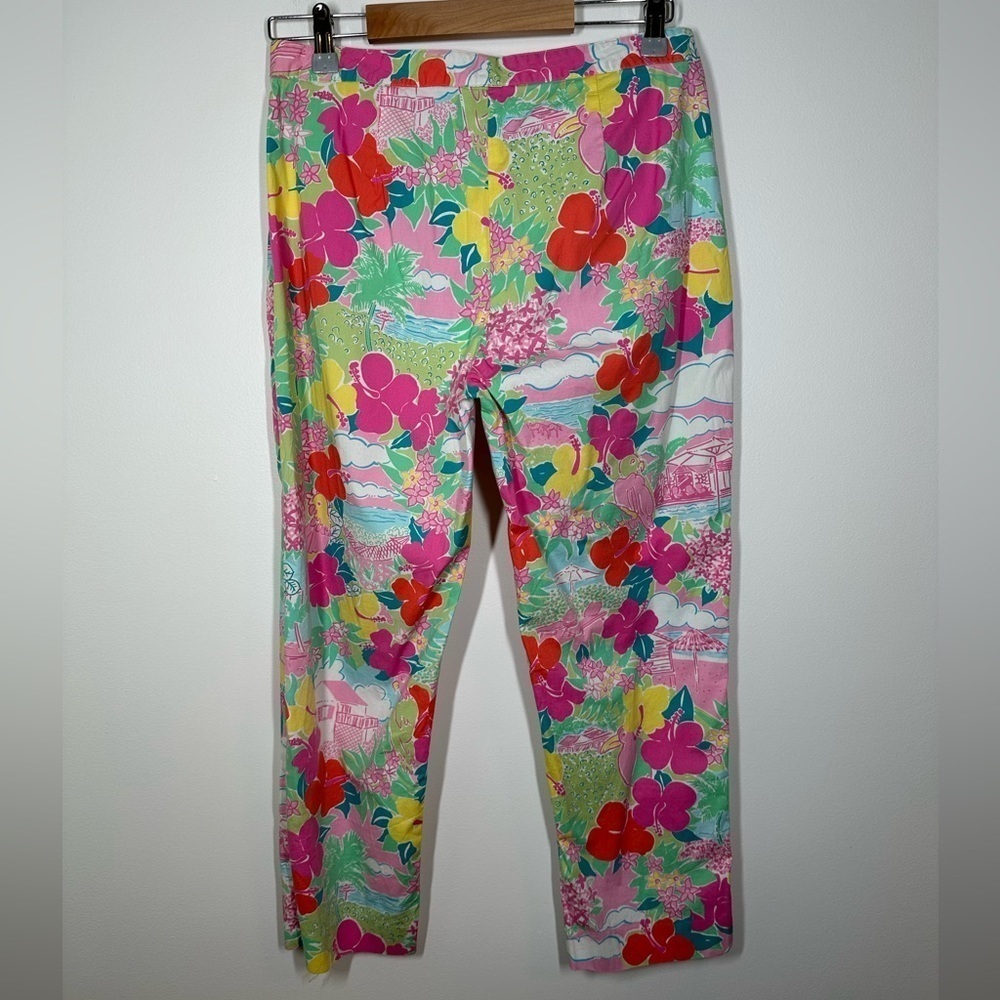 Vintage Lilly Pulitzer Floral Bird Tropical Print Cotton‎ Pants Size 6 - Picture 7 of 7